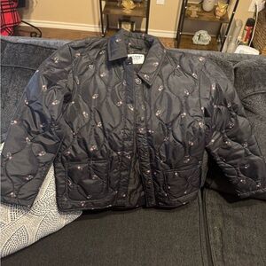 Old Navy Black Kids Puffer Jacket with Pink Accents (water resistant)